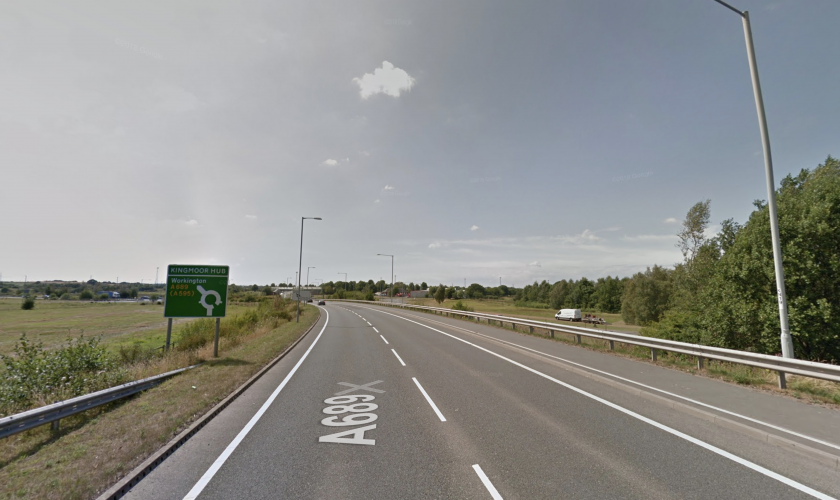Remain on the A689. At the Kingmoor hub roundabout, take the 2nd exit signed for Workington (A689).